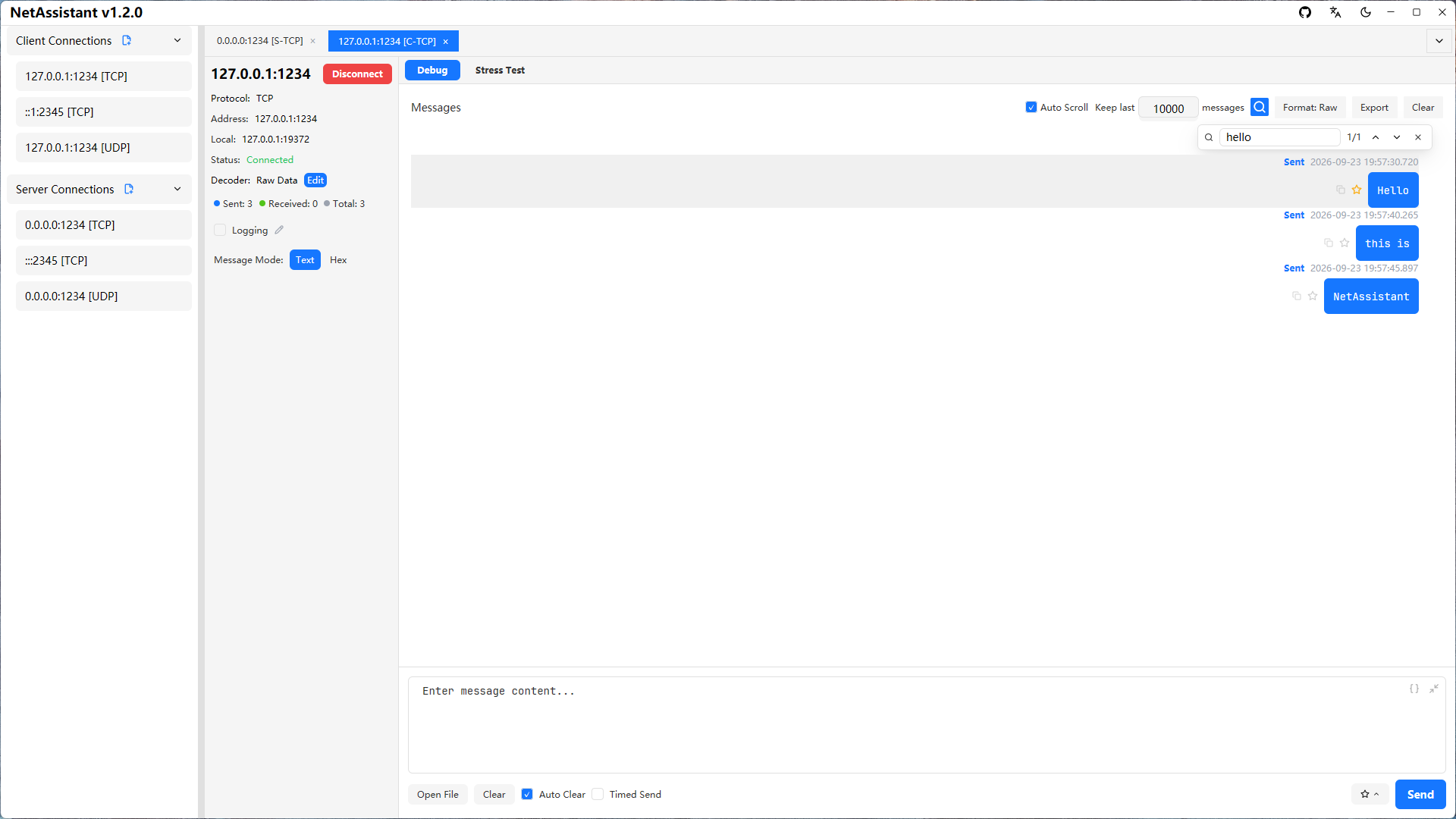 Message search screenshot