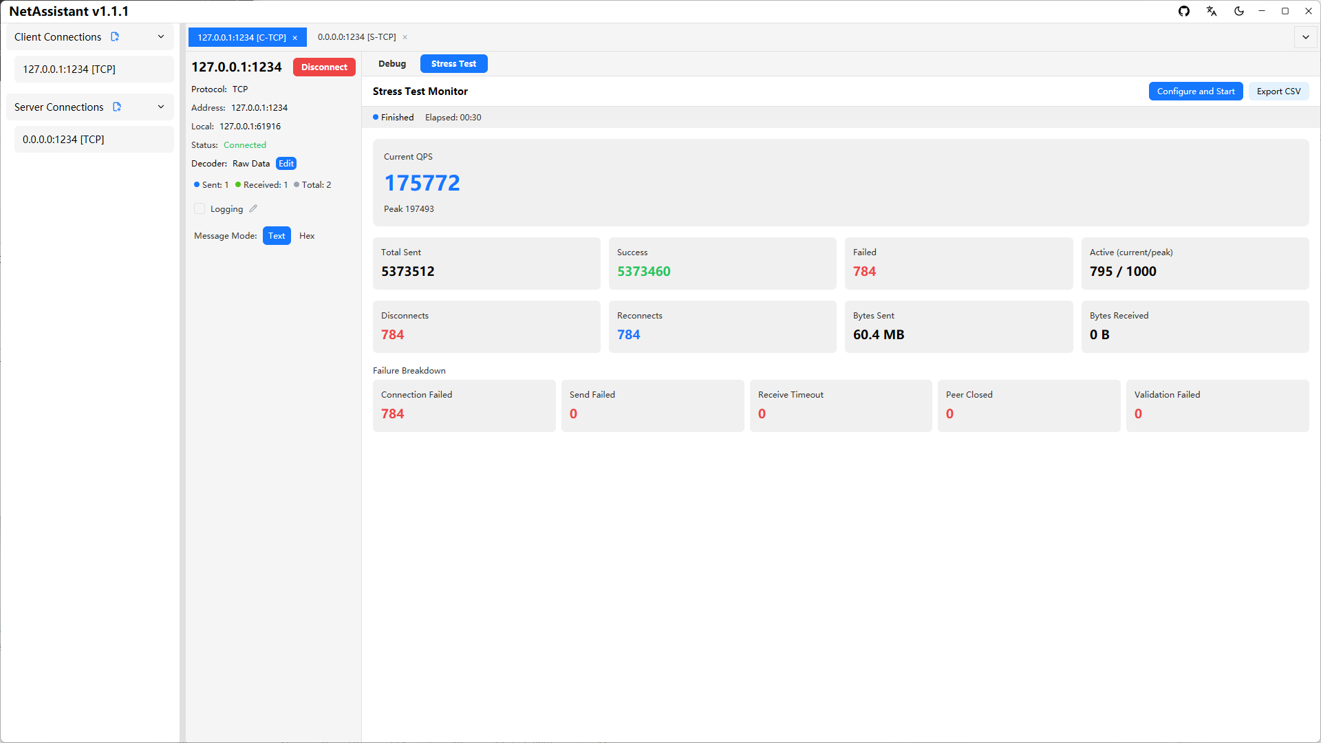 Stress testing screenshot